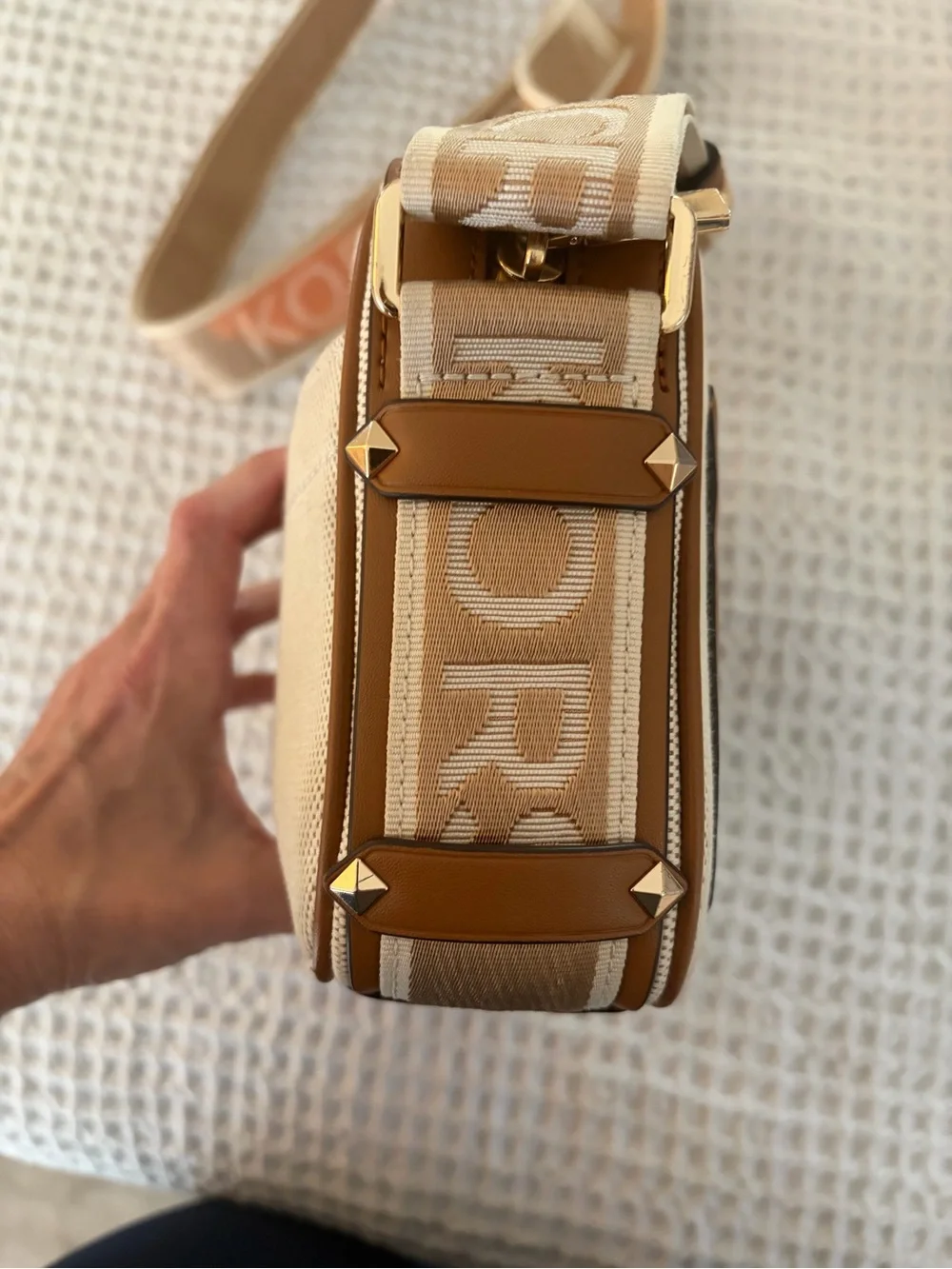 Michael Kors Tan and Cream Crossbody Messenger Bag